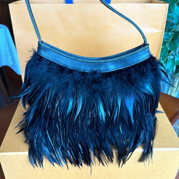 Black Crow Bird Feather Evening Gothic Shoulder Handbag - Picture 2 of 10